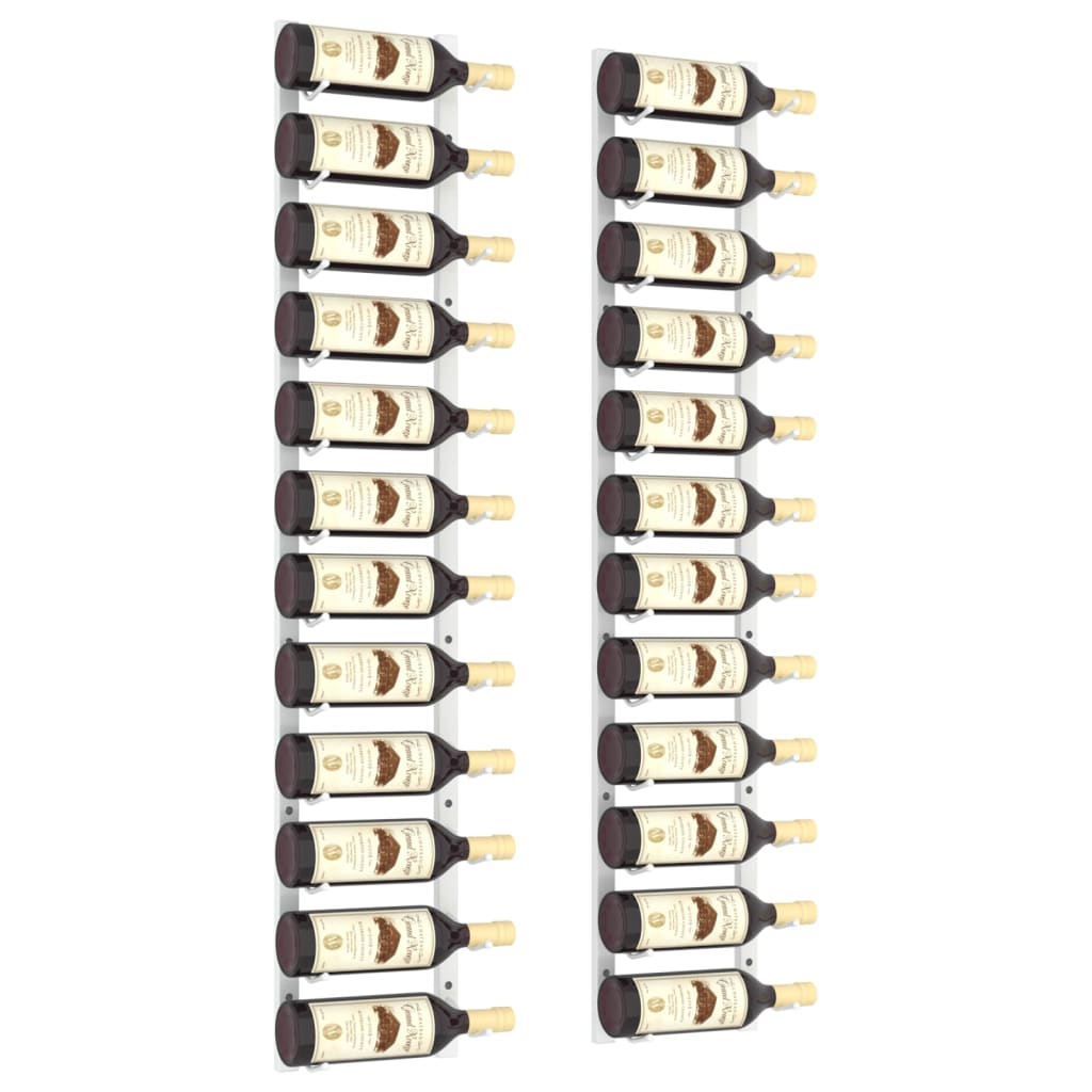 Prie sienos montuojami vyno laikikliai, 2vnt., balti, geležis