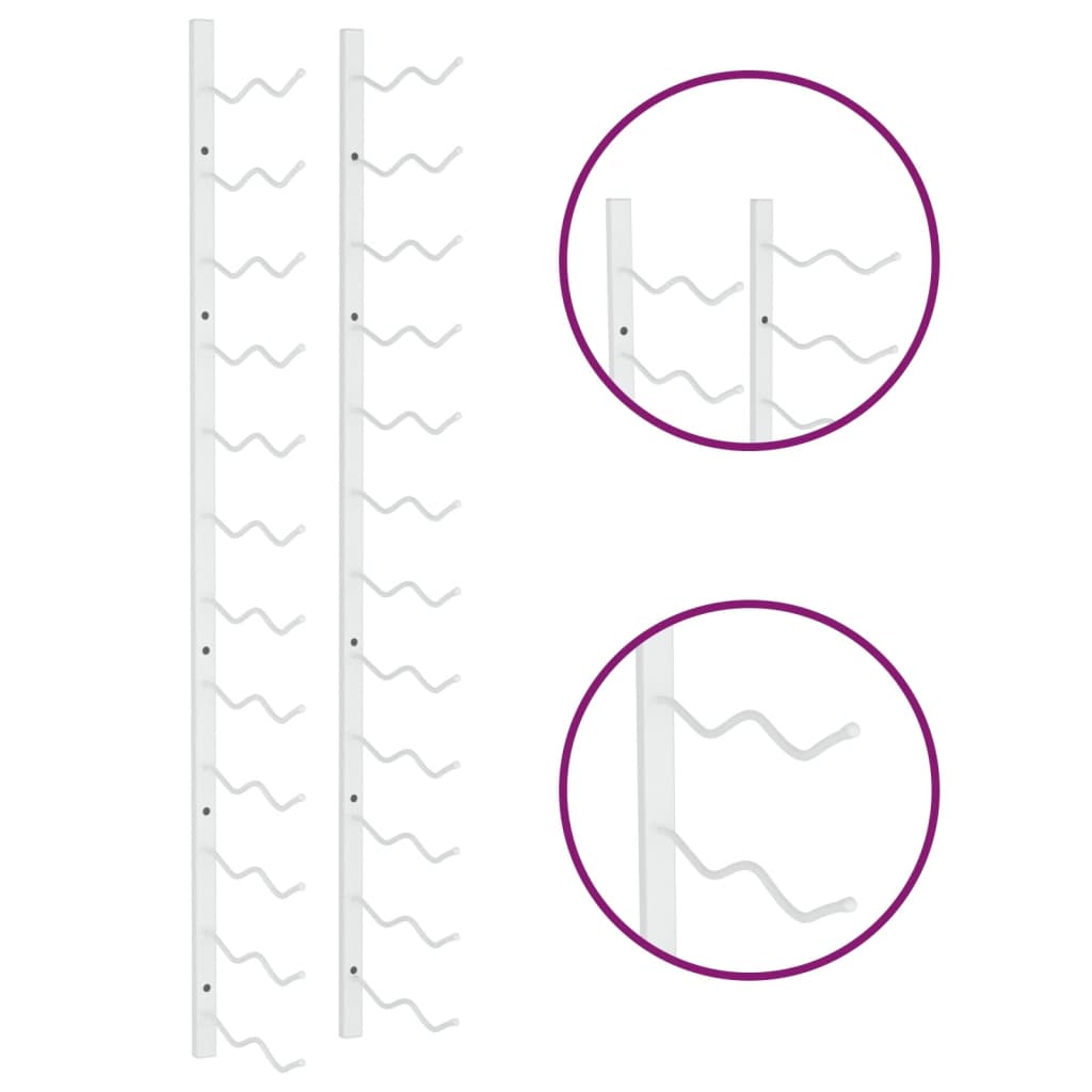 Prie sienos montuojamas vyno laikiklis, baltas, geležis