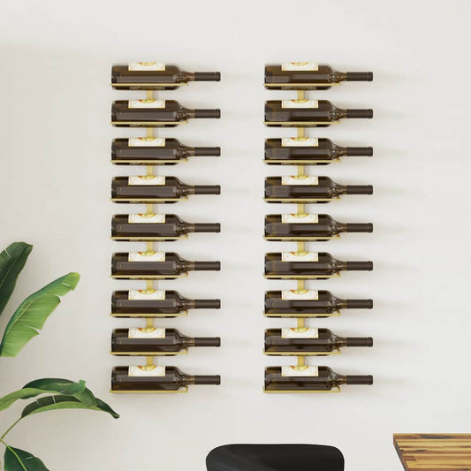 Prie sienos montuojami vyno laikikliai, 2vnt., aukso, geležis
