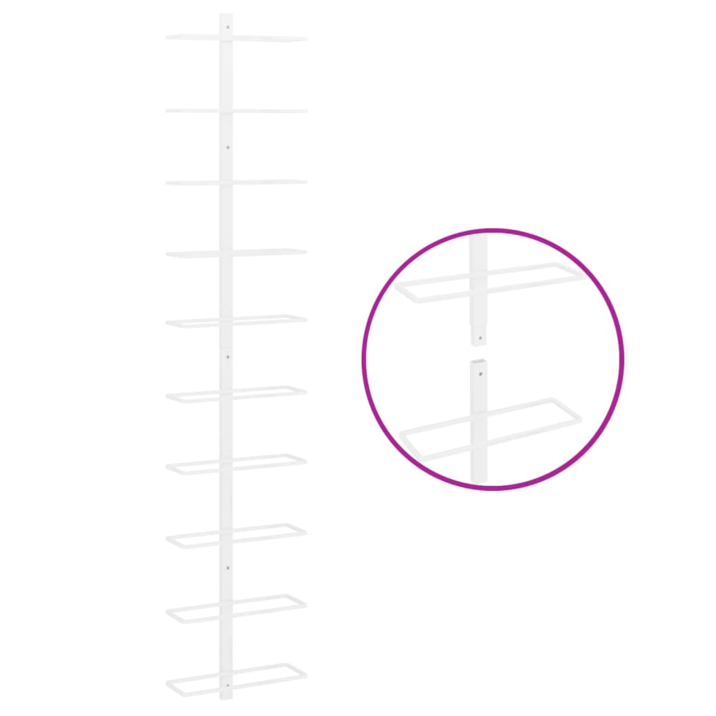 Prie sienos montuojamas vyno laikiklis, baltas, metalas