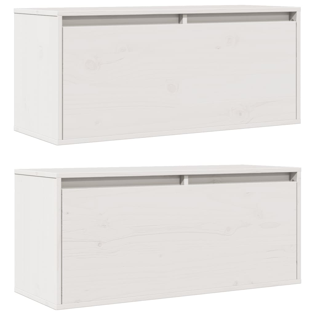 Sieninės spintelės, 2vnt., baltos, 80x30x35cm, pušies masyvas