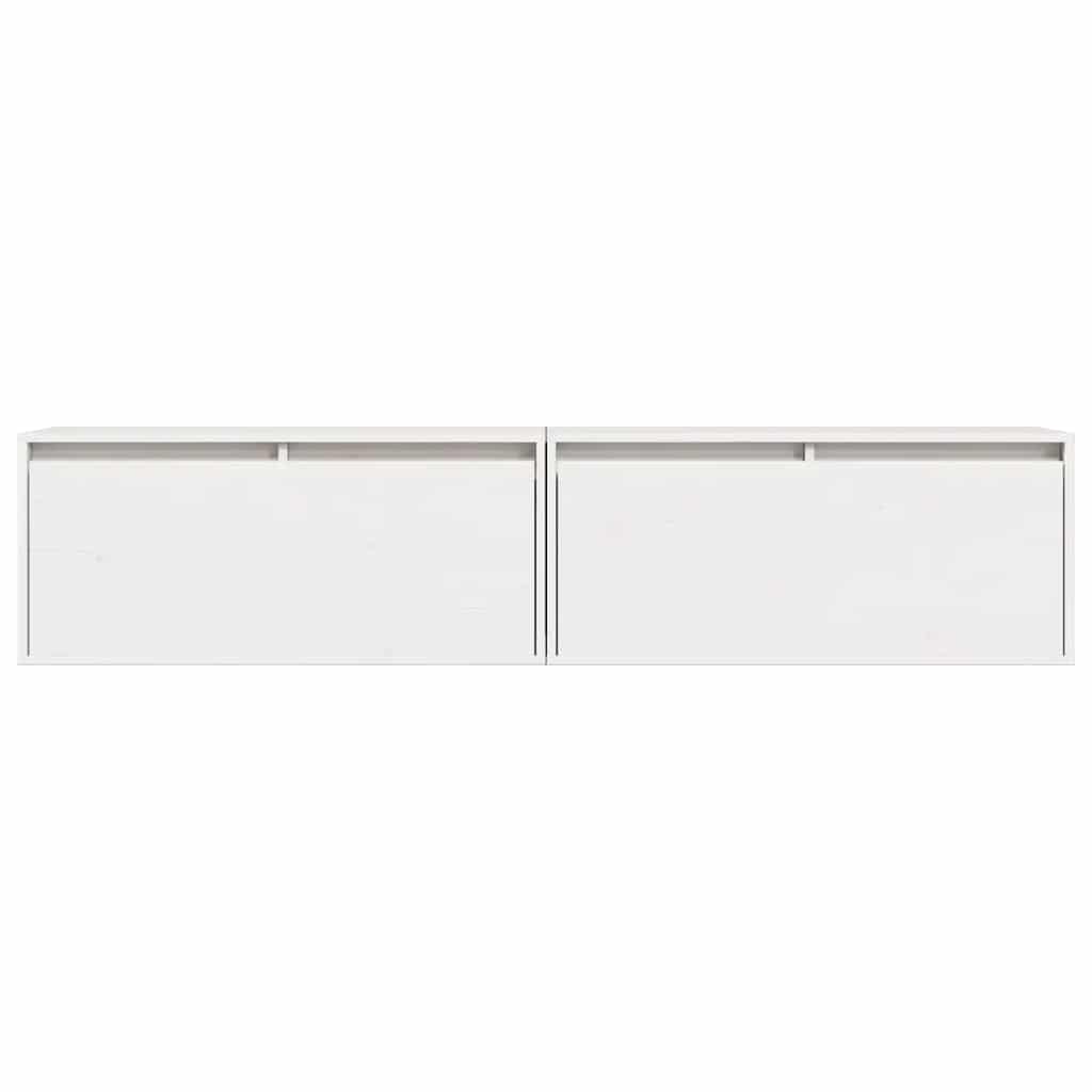 Sieninės spintelės, 2vnt., baltos, 80x30x35cm, pušies masyvas