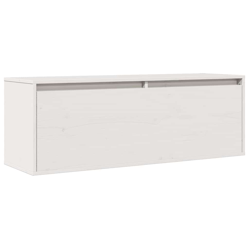 Sieninė spintelė, balta, 100x30x35cm, pušies medienos masyvas