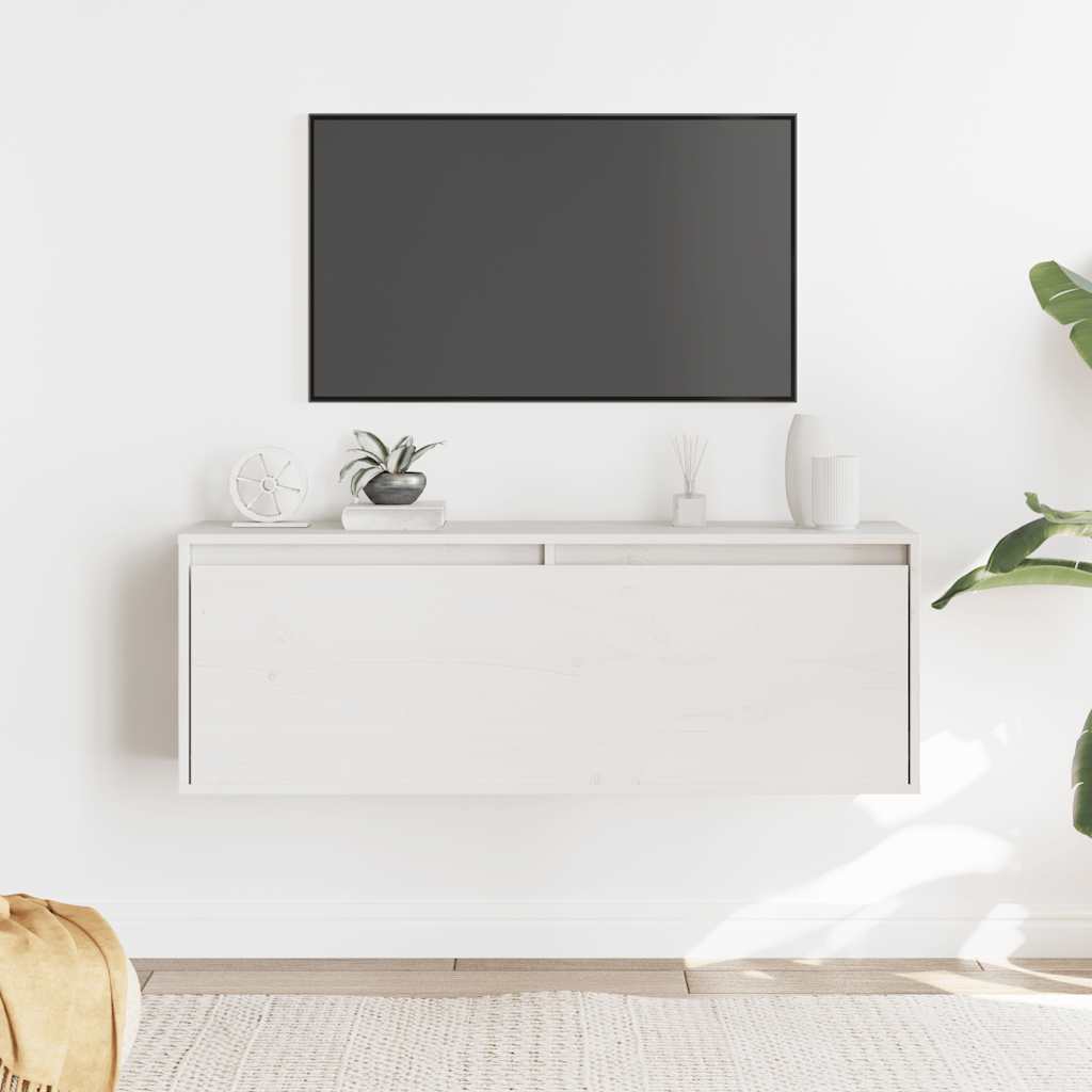 Sieninė spintelė, balta, 100x30x35cm, pušies medienos masyvas