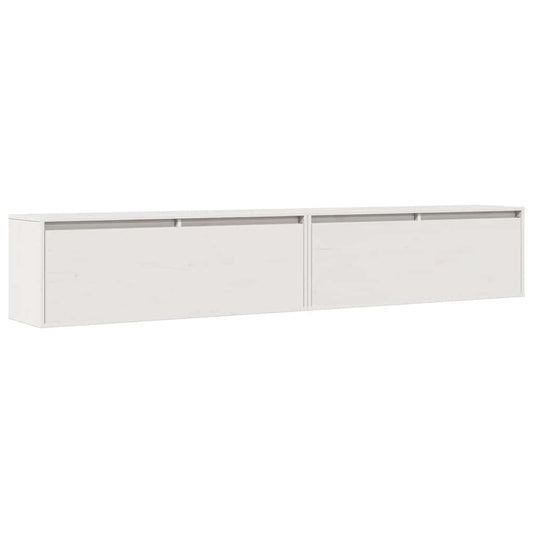 Sieninės spintelės, 2vnt., baltos, 100x30x35cm, pušies masyvas