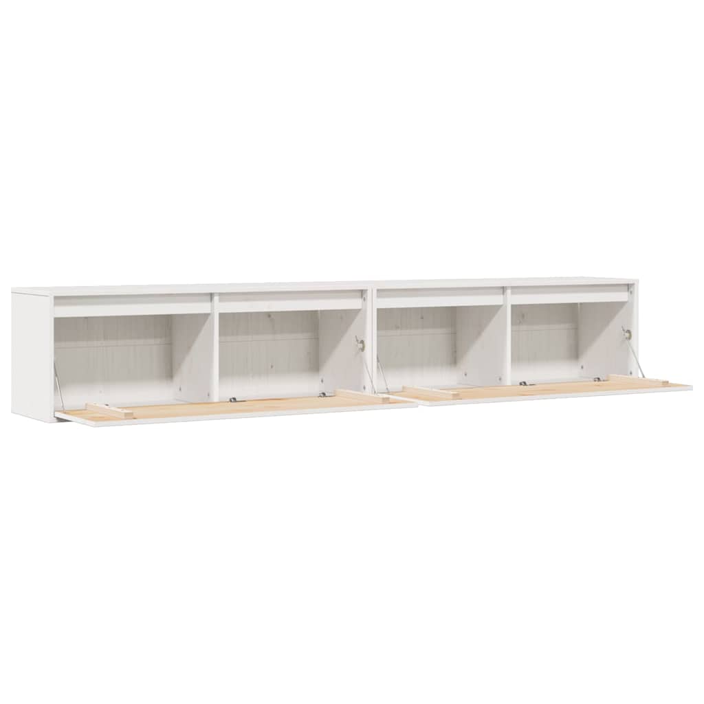 Sieninės spintelės, 2vnt., baltos, 100x30x35cm, pušies masyvas