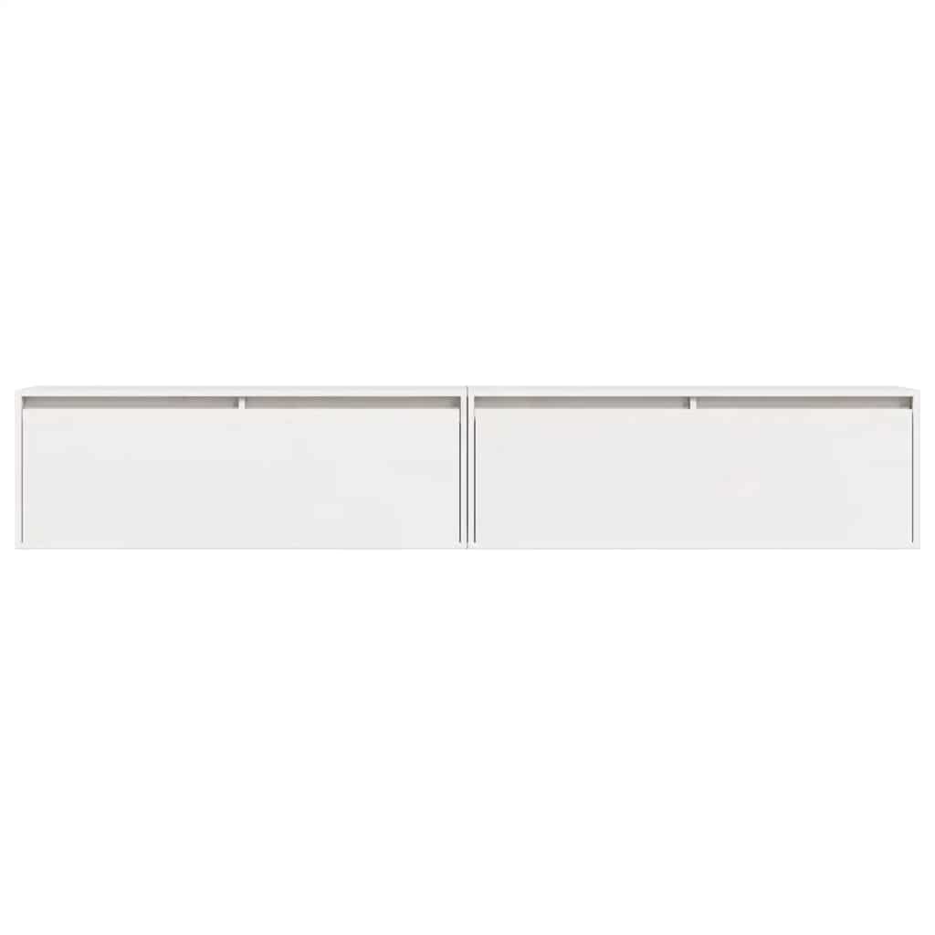 Sieninės spintelės, 2vnt., baltos, 100x30x35cm, pušies masyvas