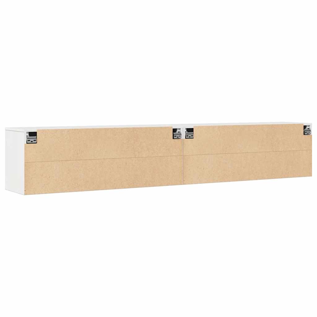 Sieninės spintelės, 2vnt., baltos, 100x30x35cm, pušies masyvas