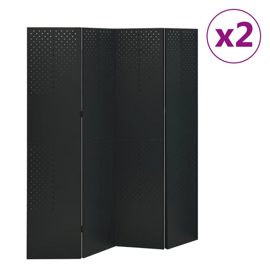 Kambario pertvaros, 4 dalių, 2vnt., juodos, 160x180cm, plienas