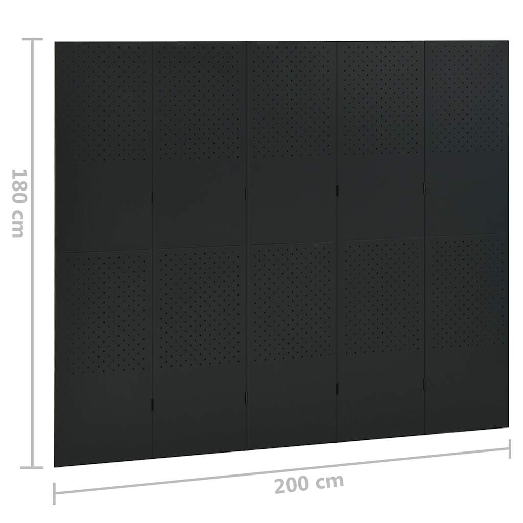 Kambario pertvaros, 5 dalių, 2vnt., juodos, 200x180cm, plienas