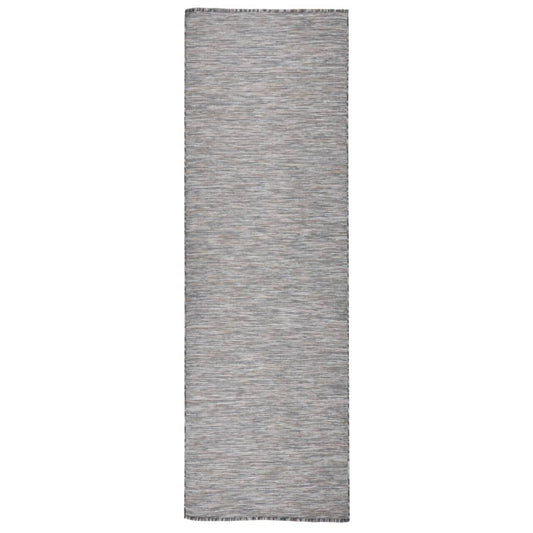 Lauko kilimėlis, rudas ir mėlyna, 80x250cm, plokščio pynimo