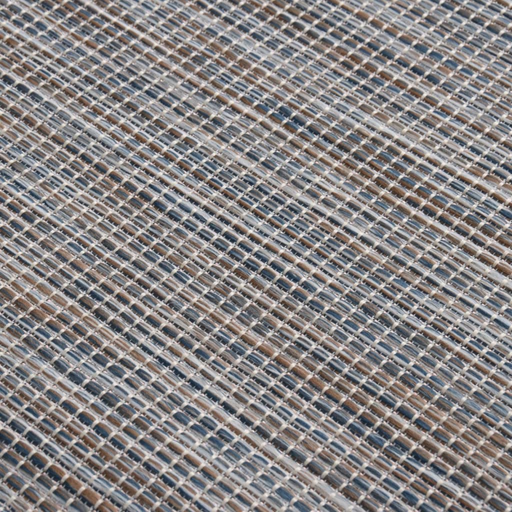 Lauko kilimėlis, rudas ir mėlyna, 100x200cm, plokščio pynimo