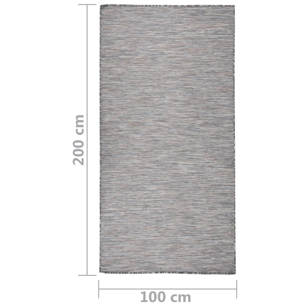 Lauko kilimėlis, rudas ir mėlyna, 100x200cm, plokščio pynimo