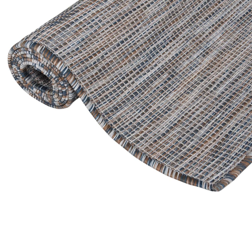 Lauko kilimėlis, rudas ir mėlyna, 160x230cm, plokščio pynimo