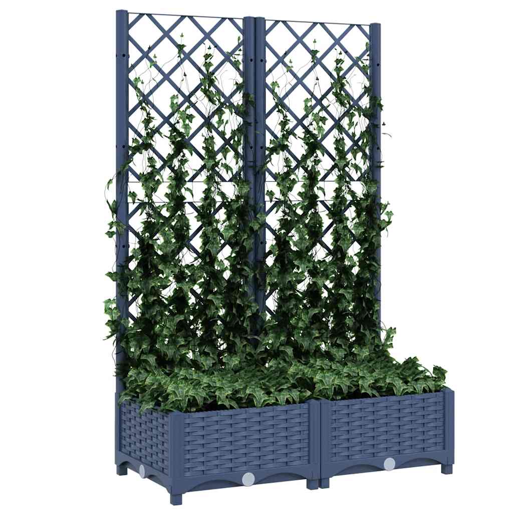 Sodo vazonas su grotelėmis, mėlynai pilkas, 80x40x121,5 cm, PP