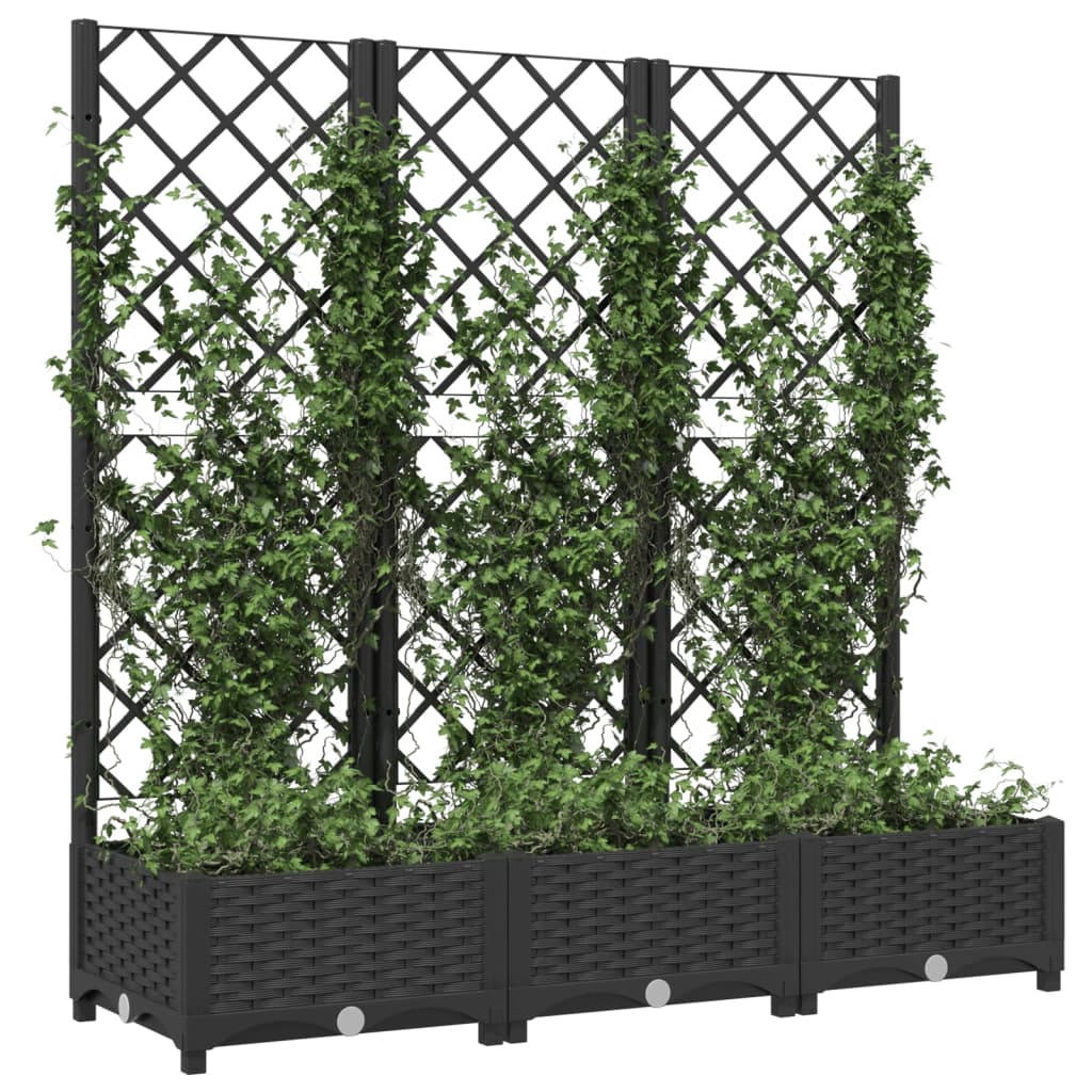 Sodo vazonas su grotelėmis, juodas, 120x40x121,5 cm, PP