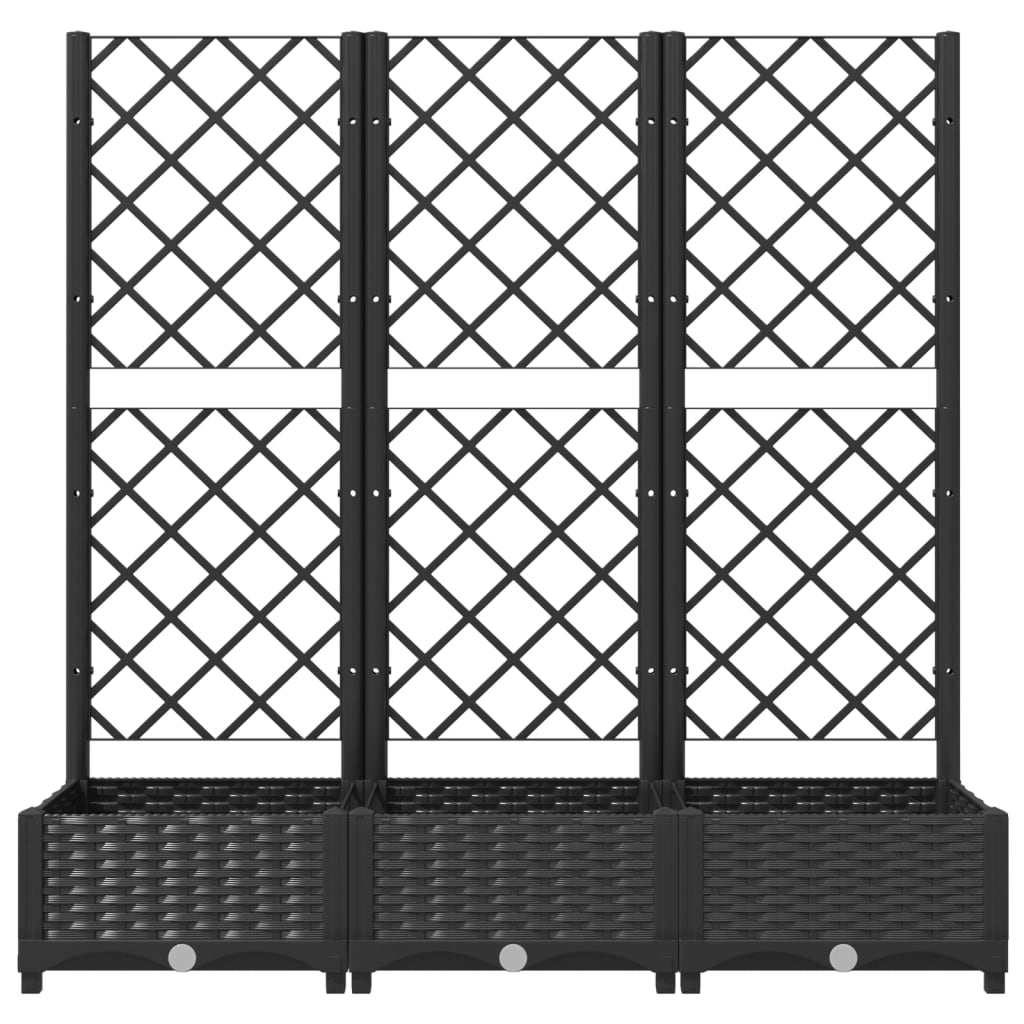 Sodo vazonas su grotelėmis, juodas, 120x40x121,5 cm, PP