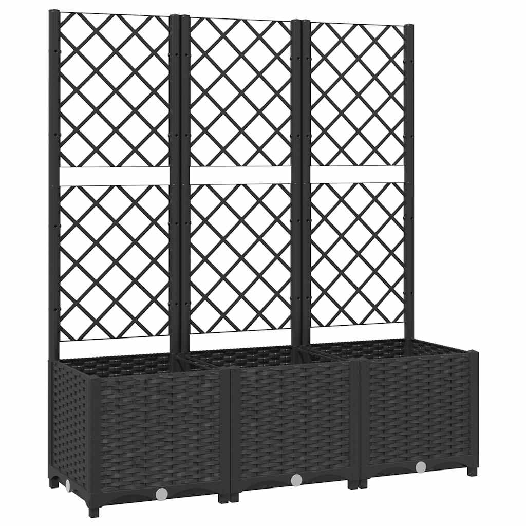 Sodo vazonas su grotelėmis, juodas, 120x40x136 cm, PP