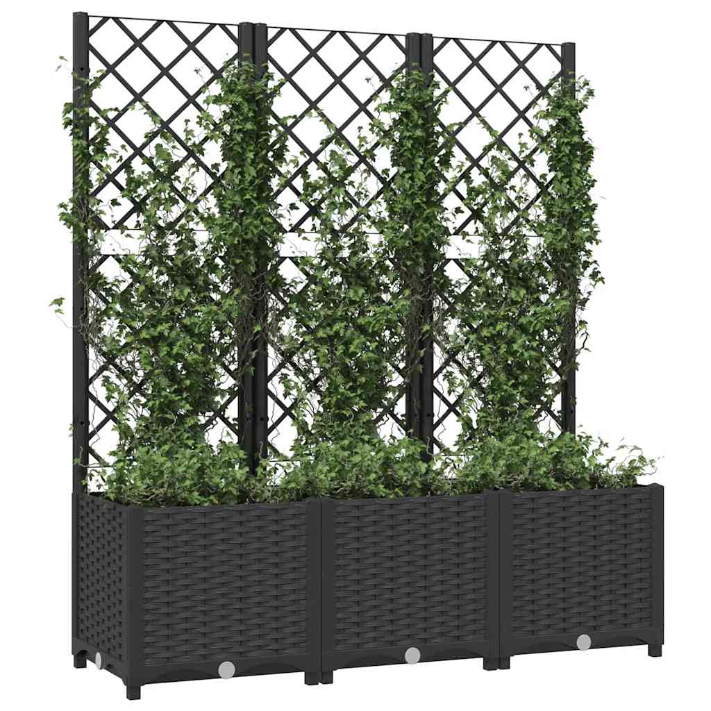 Sodo vazonas su grotelėmis, juodas, 120x40x136 cm, PP