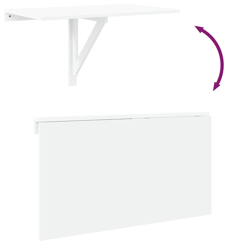 Sulankstomas sieninis staliukas, baltas, 100x60x56cm, mediena