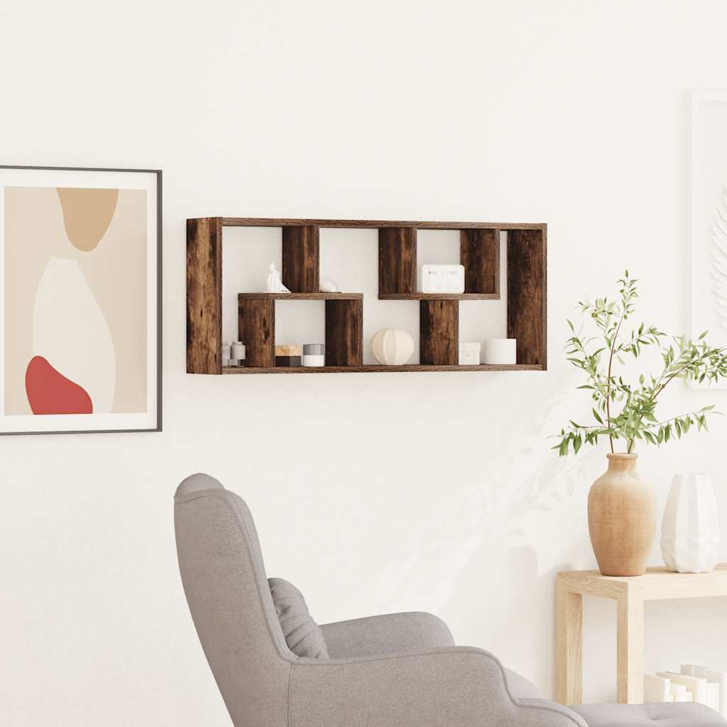 Sieninė lentyna, dūminio ąžuolo, 36x16x90cm, apdirbta mediena