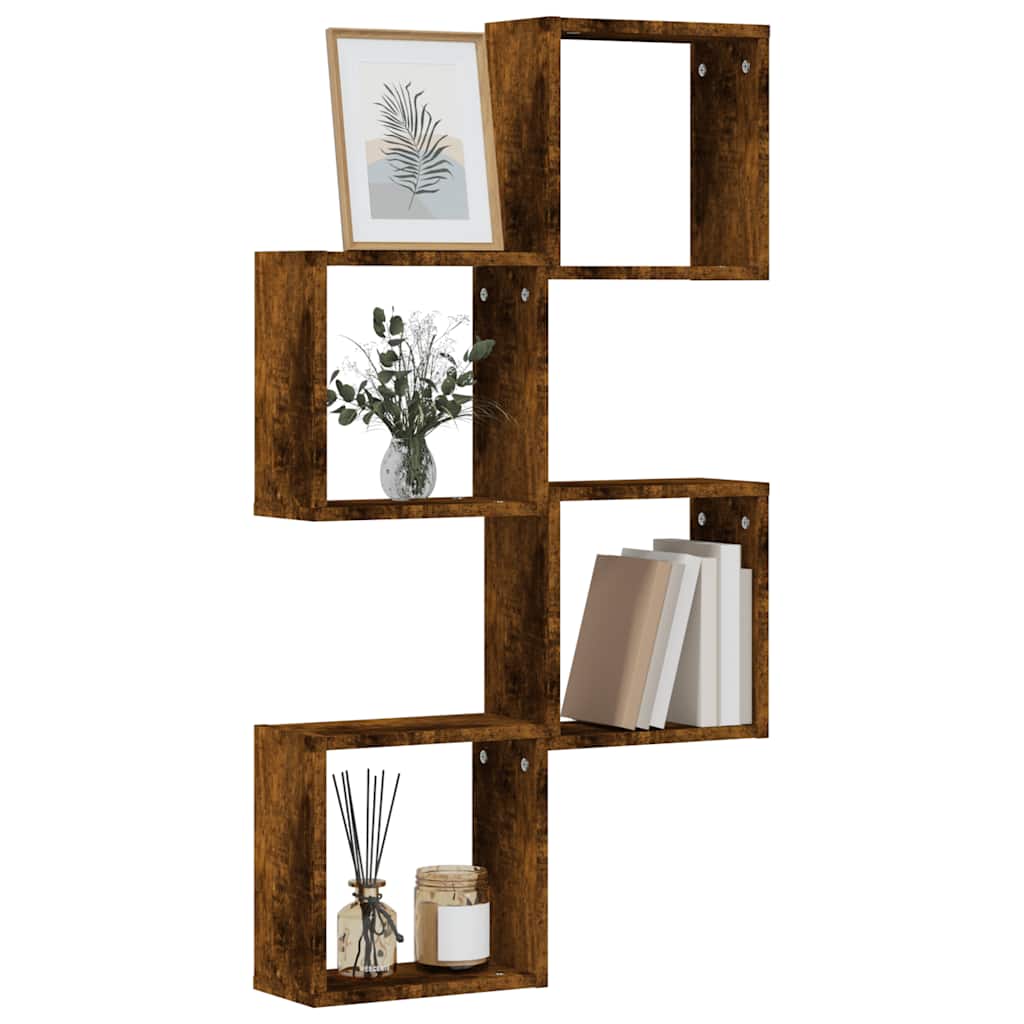 Wall Cube lentynos 4 vnt Rūkytas ąžuolas 30x15x30 cm