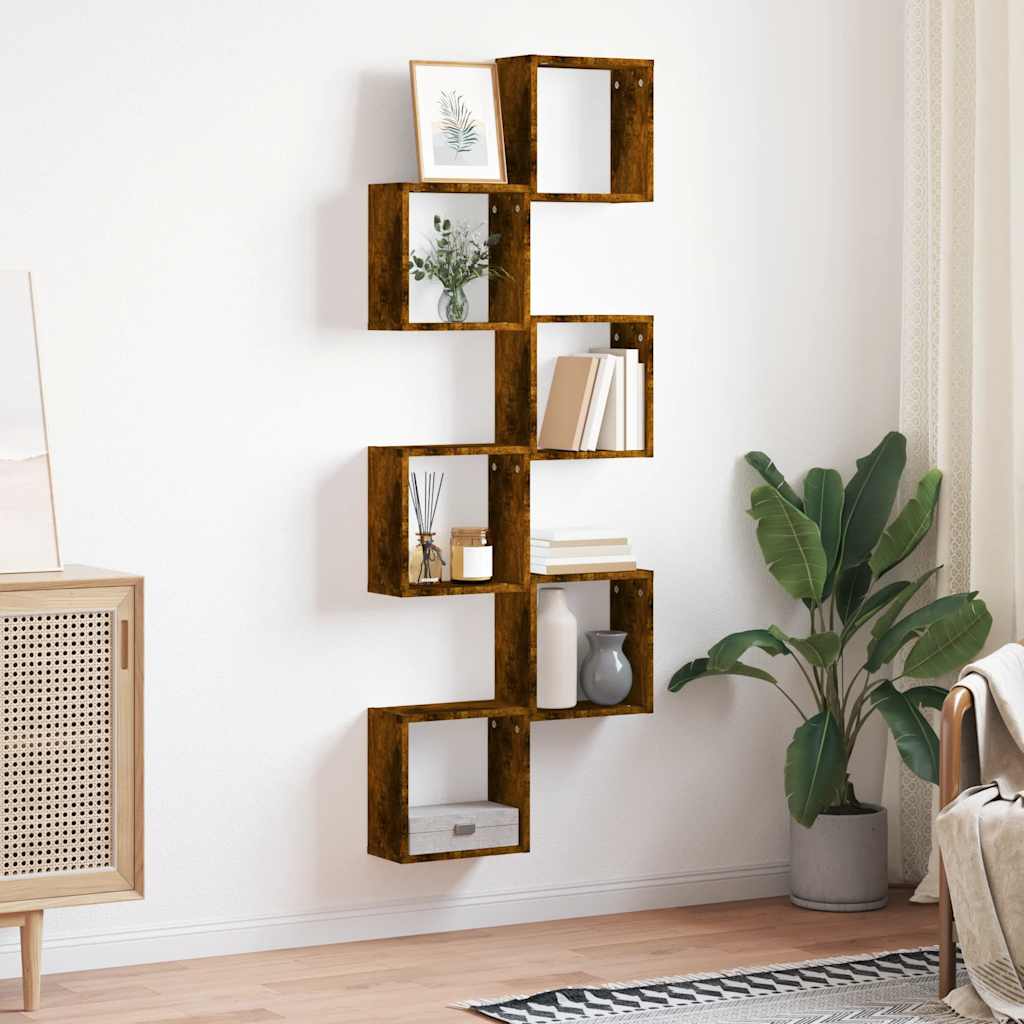 Wall Cube lentynos 6 vnt Rūkytas ąžuolas 30x15x30 cm