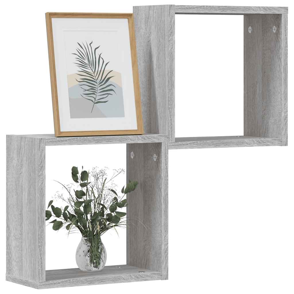 Wall Cube lentynos 2 vnt Pilka Sonoma 30x15x30 cm