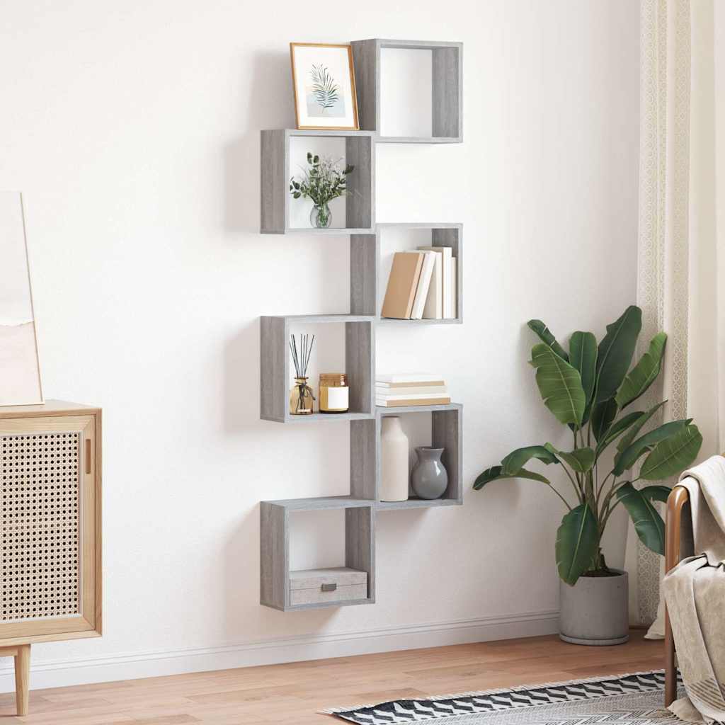 Wall Cube lentynos 6 vnt Pilka Sonoma 30x15x30 cm