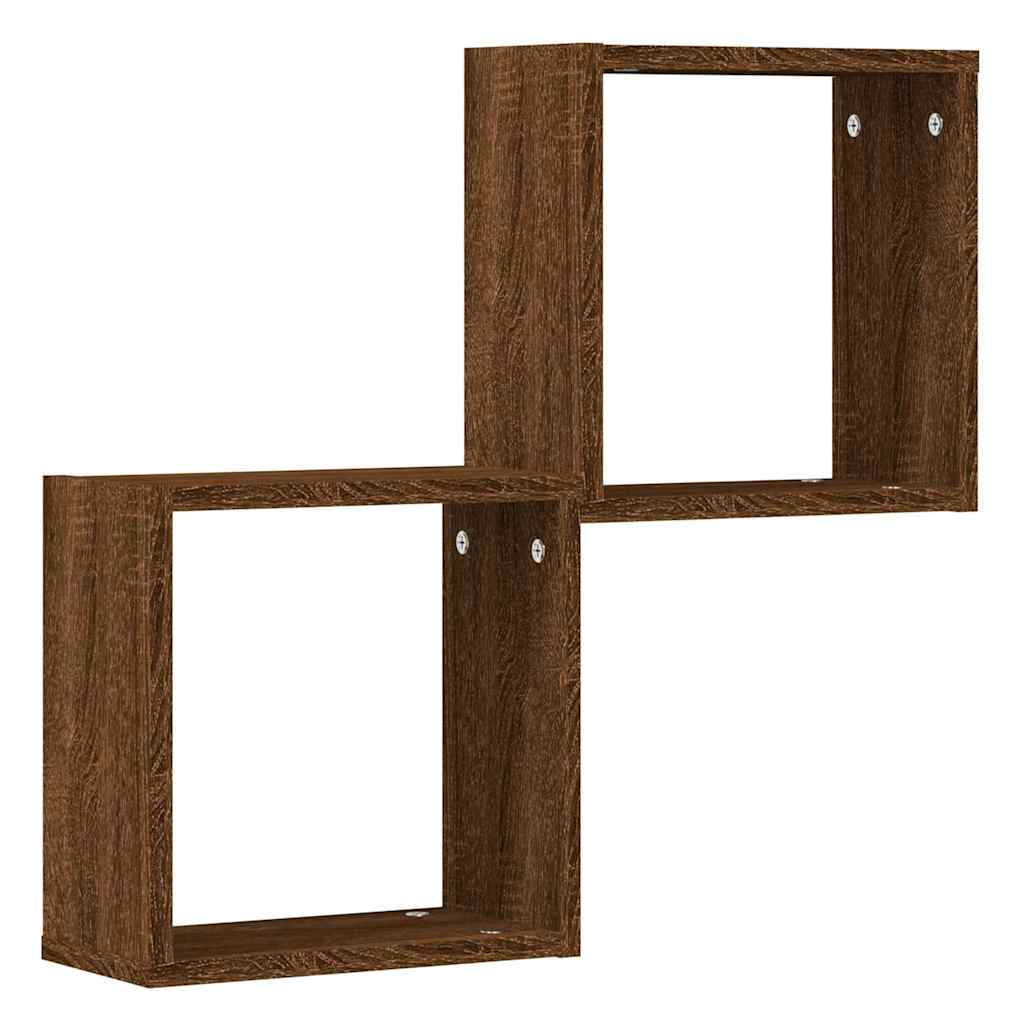 Wall Cube Lentynos 2 vnt Rudas ąžuolas 30x15x30 cm