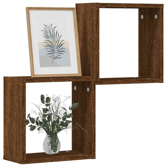 Wall Cube Lentynos 2 vnt Rudas ąžuolas 30x15x30 cm