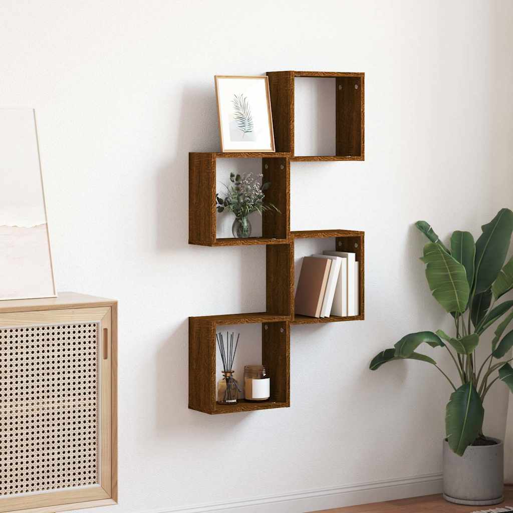 Wall Cube Lentynos 4 vnt Rudas ąžuolas 30x15x30 cm