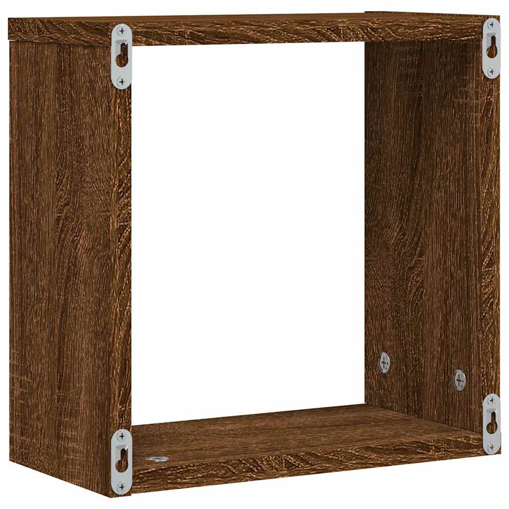 Wall Cube Lentynos 4 vnt Rudas ąžuolas 30x15x30 cm