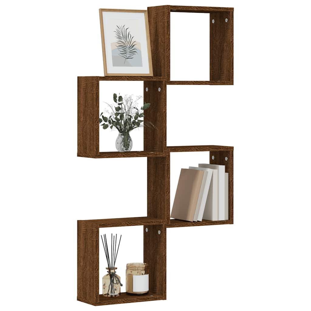 Wall Cube Lentynos 4 vnt Rudas ąžuolas 30x15x30 cm