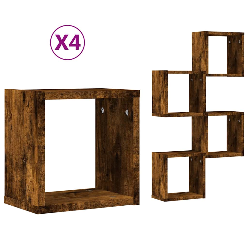 Sieninės lentynos 4 pcs Ruda 26 x 15 x 26 cm Apdirbta mediena