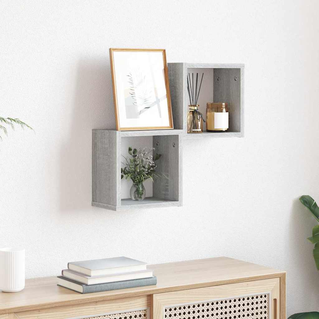 Sieninės lentynos 2 pcs Pilka 26 x 15 x 26 cm Apdirbta mediena