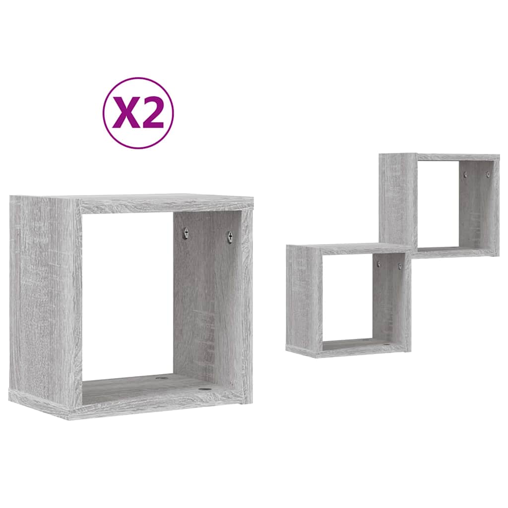 Sieninės lentynos 2 pcs Pilka 26 x 15 x 26 cm Apdirbta mediena