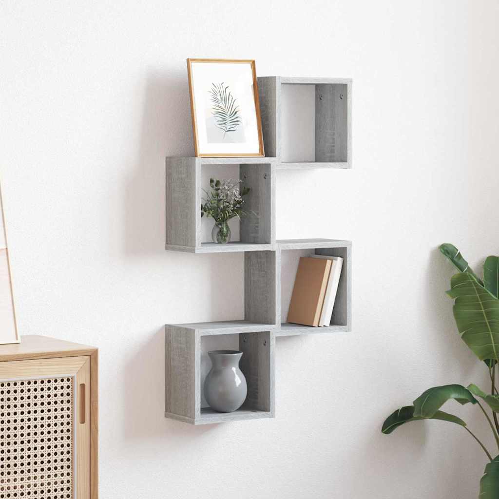 Sieninės lentynos 4 pcs Pilka 26 x 15 x 26 cm Apdirbta mediena