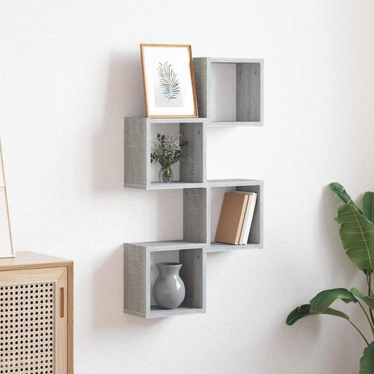 Sieninės lentynos 4 pcs Pilka 26 x 15 x 26 cm Apdirbta mediena