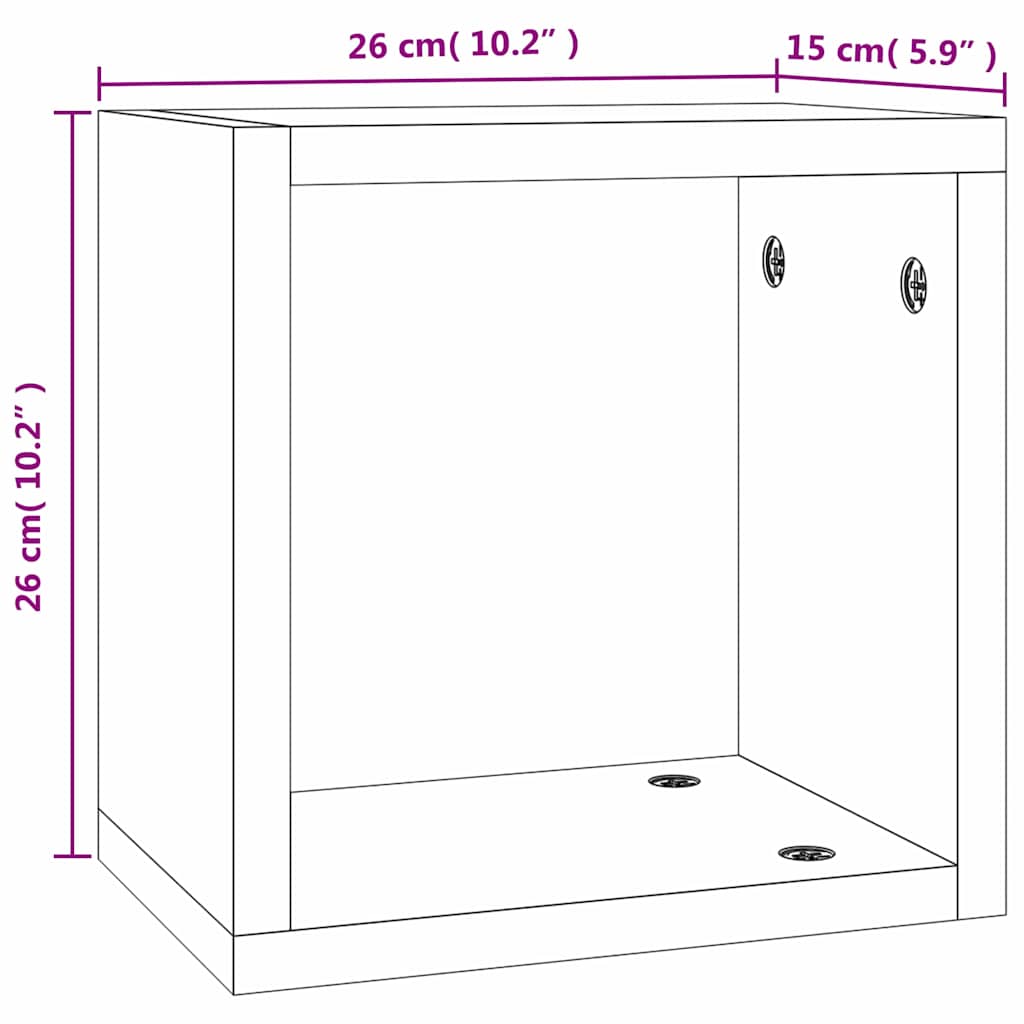 Sieninės lentynos 4 pcs Pilka 26 x 15 x 26 cm Apdirbta mediena