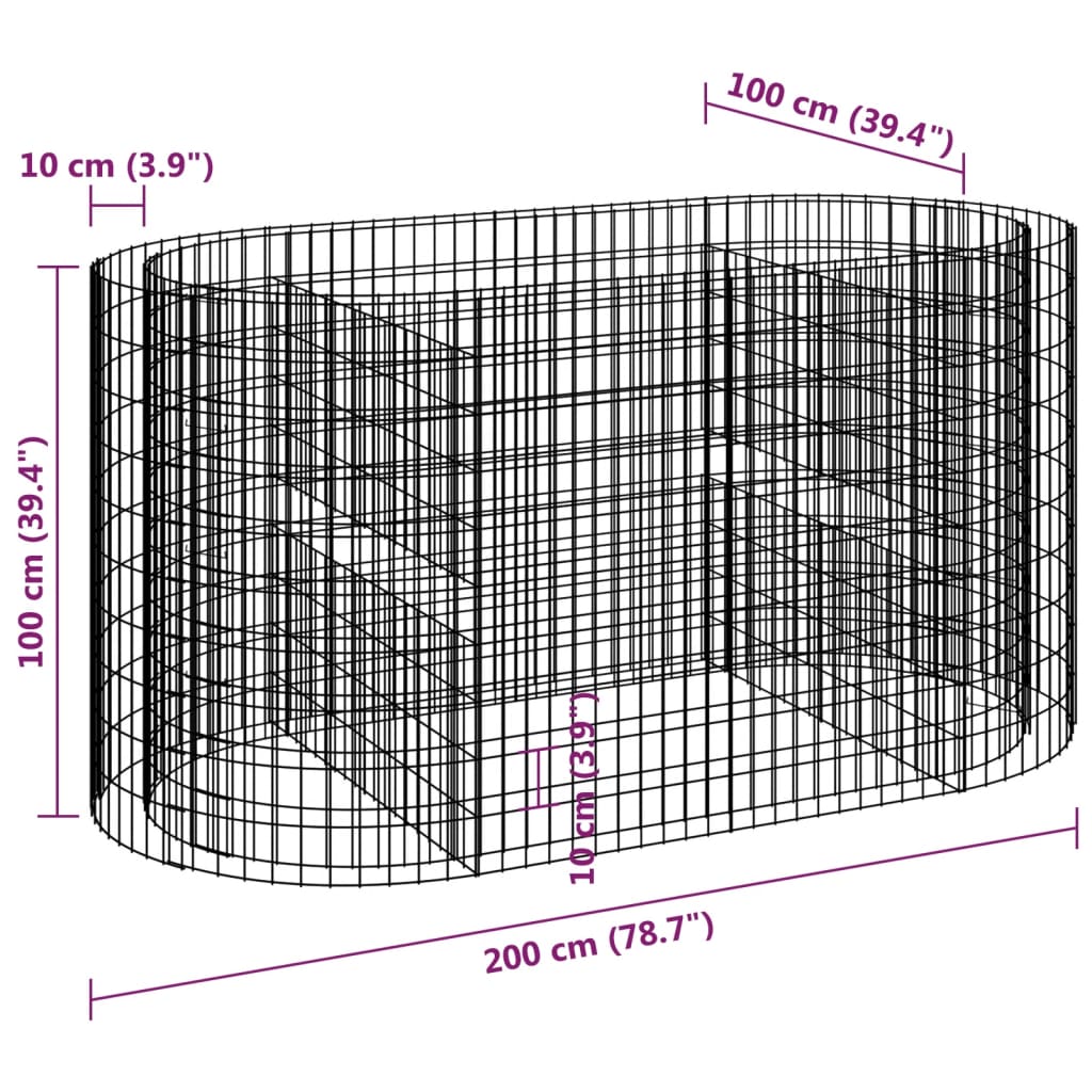 Gabiono lovelis, 200x100x100cm, galvanizuota geležis, aukštas