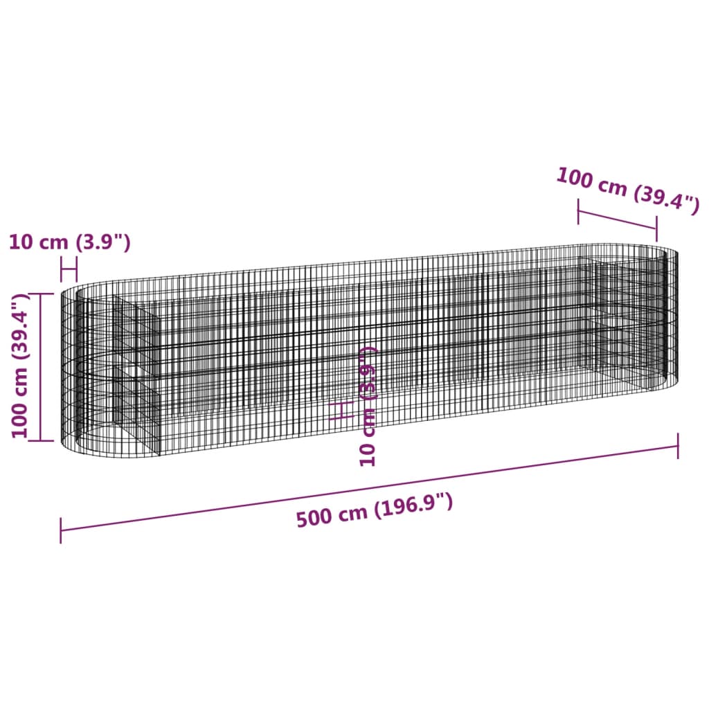 Gabiono lovelis, 500x100x100cm, galvanizuota geležis, aukštas