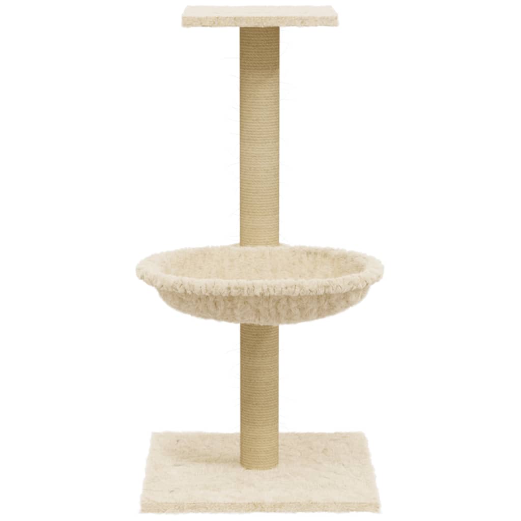 Draskyklė katėms su stovu iš sizalio, kreminės spalvos, 74cm