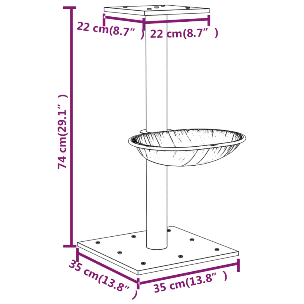 Draskyklė katėms su stovu iš sizalio, kreminės spalvos, 74cm