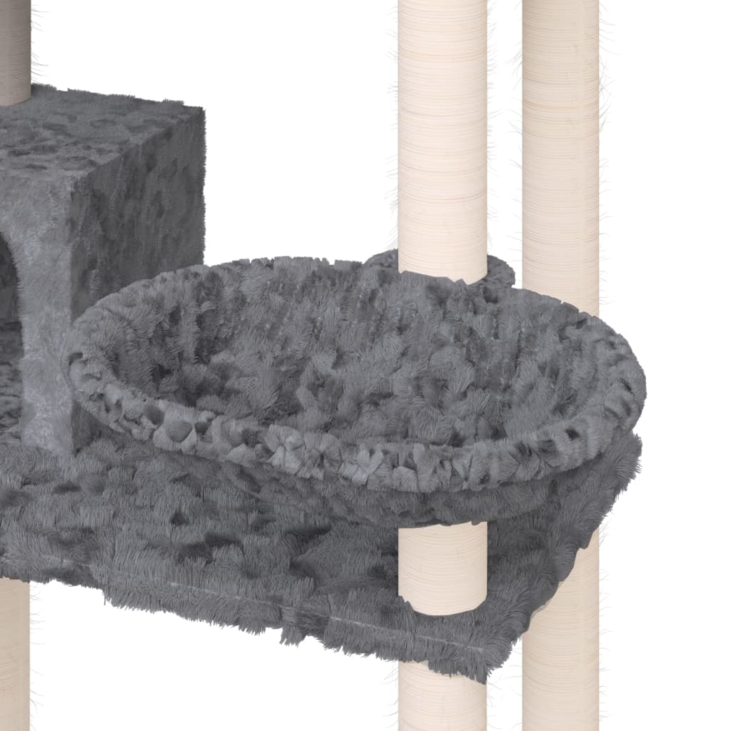 Draskyklė katėms su stovais iš sizalio, tamsiai pilka, 131cm