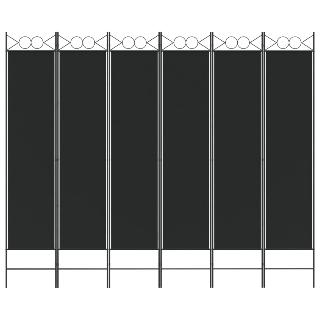 Kambario pertvara, 6 dalių, juodos spalvos, 240x200cm, audinys
