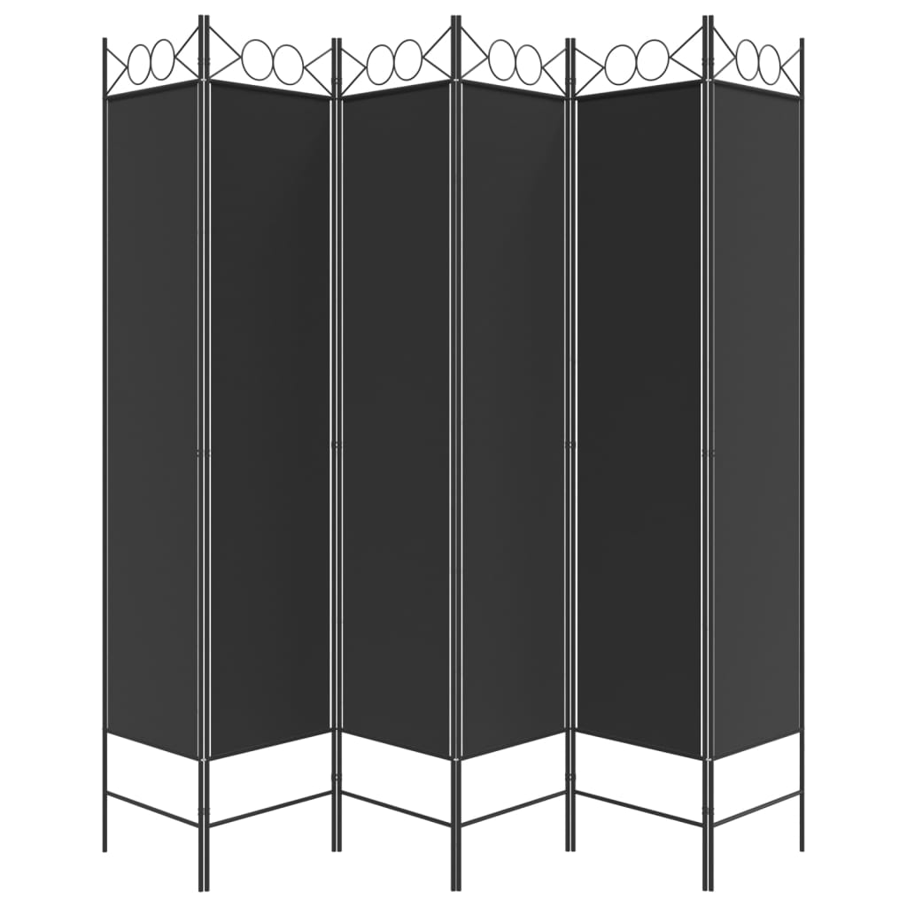 Kambario pertvara, 6 dalių, juodos spalvos, 240x200cm, audinys
