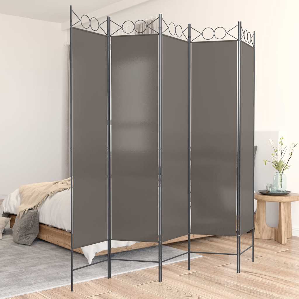 Kambario pertvara, 5 dalių, antracito, 200x220cm, audinys