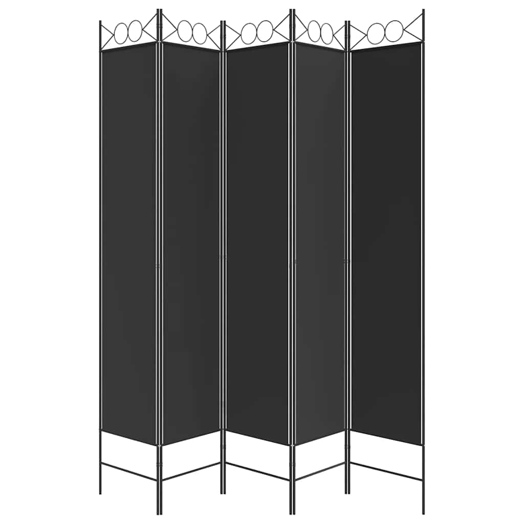 Kambario pertvara, 5 dalių, juodos spalvos, 200x220cm, audinys
