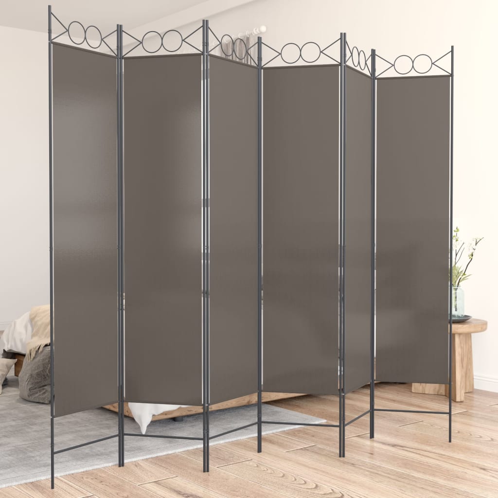 Kambario pertvara, 6 dalių, antracito, 240x220cm, audinys
